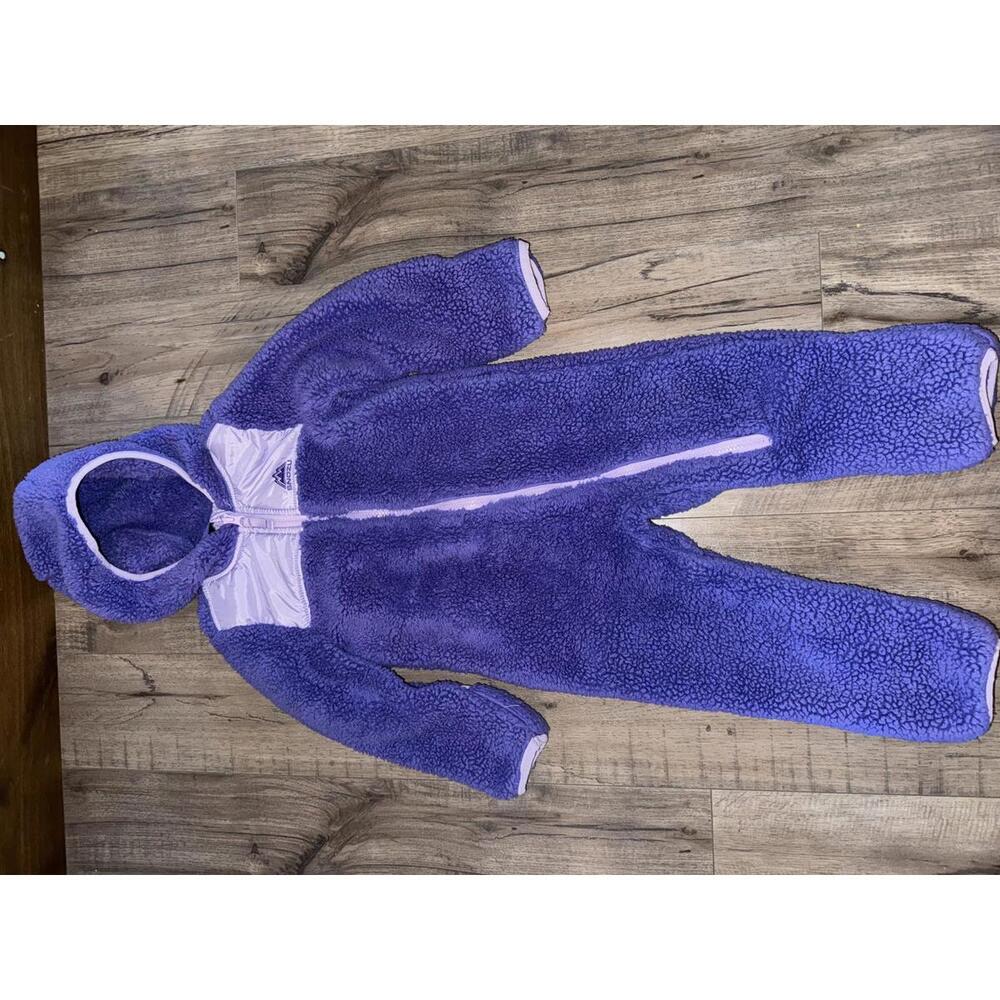 Girl's Purple Snow Suit 24‎ Months Plush Winter Zip Fleece Hooded 2 Tone Warm